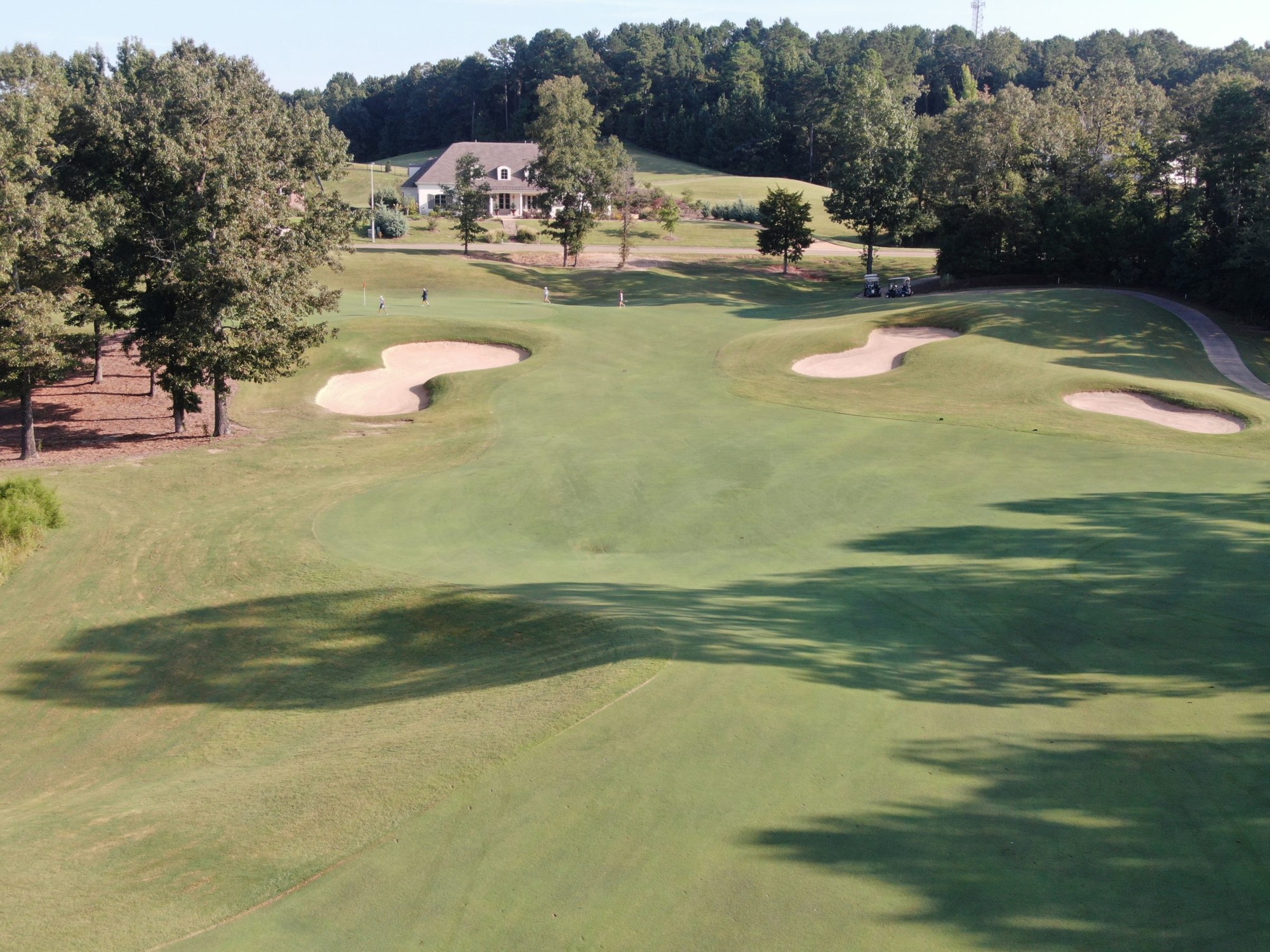 Aerial view of a green at the Country Club of Oxford